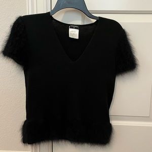 Vintage black Chanel sweater top silk & cashmere blend